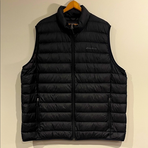 EDDIE BAUER Men’s Tall 3XL Down Puffer Vest Full Zip Black Insulated - Picture 1 of 7